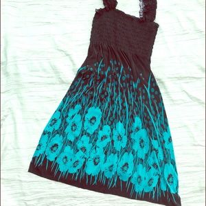 Cute sun dress size small sheer tulips teal